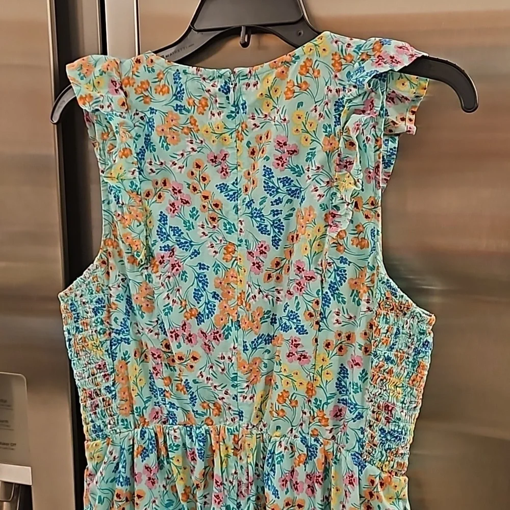 💕J. CREW💕 Printed V-Neck Smocked Midi Dress ~ Fresh Spearmint Floral Print 8